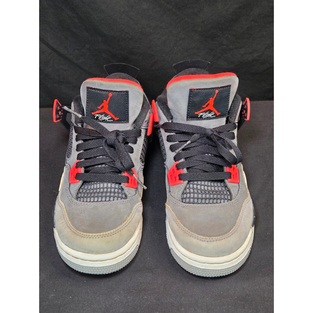Air Jordan 4 Retro Infrared Grey Black Red Kids Nike Sneakers Size 5.5Y - Picture 3 of 9